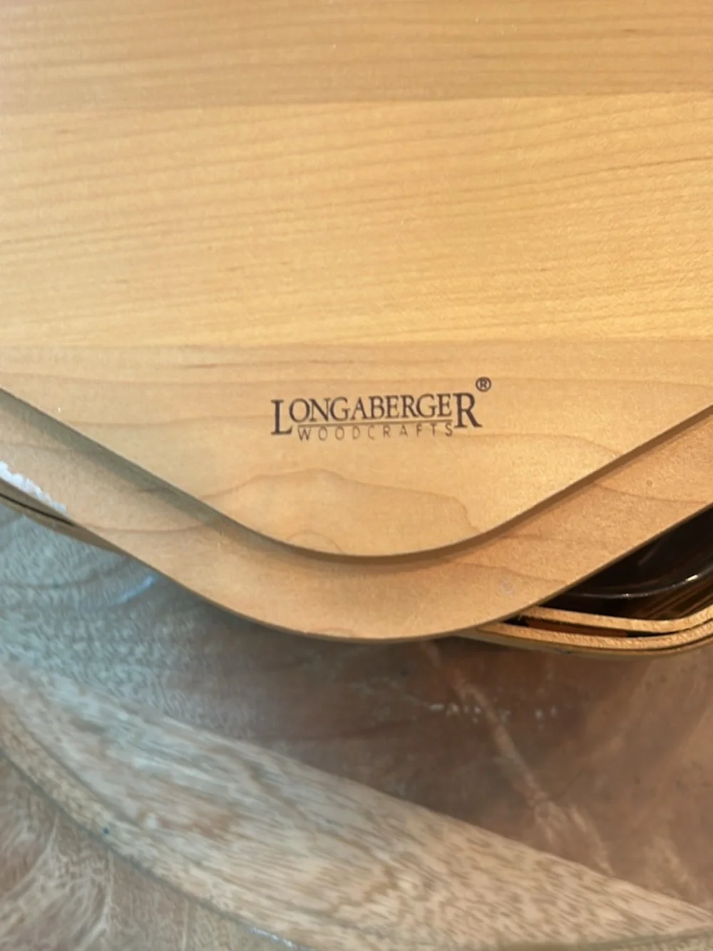 Longaberger Woven Basket with Lid  and liner- 5 in tall by 12 in wide